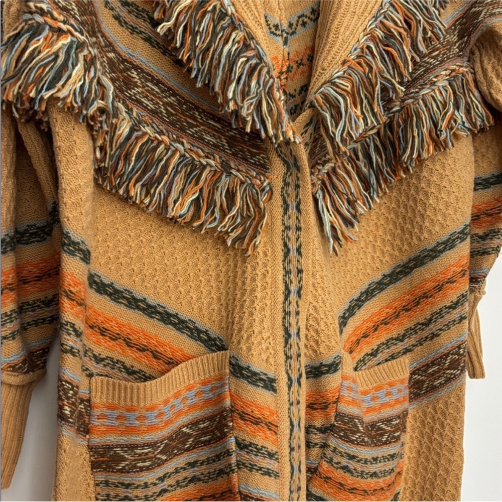Anthropologie Fringed Cardigan Sweater in Neutral Pattern - Picture 8 of 11